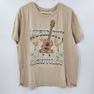 Nashville Tennessee tshirt music tan tee xl brown floral flowers